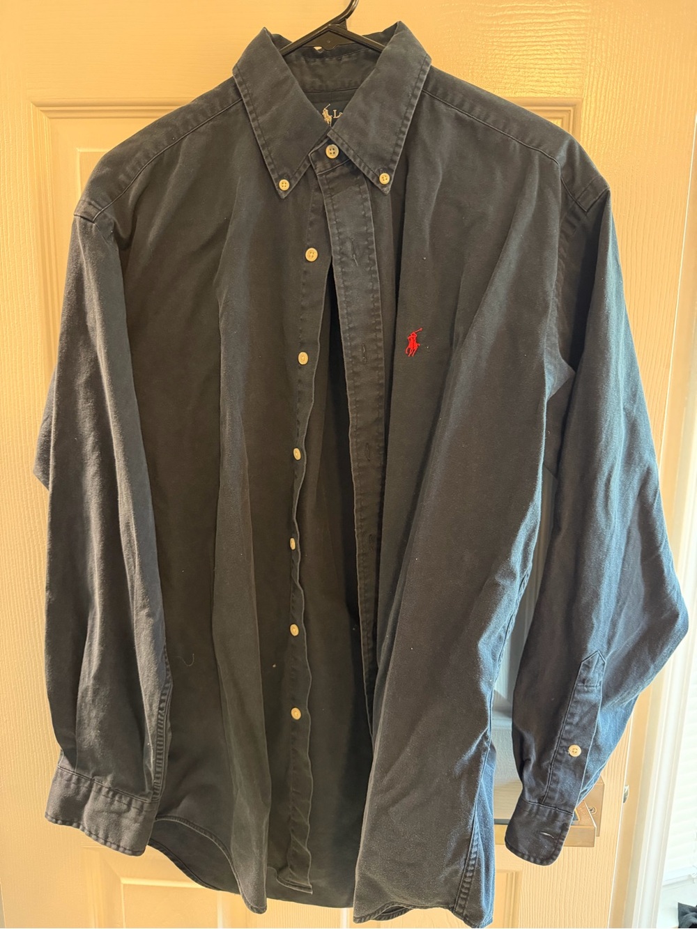 Ralph Lauren Men’s Medium Blake Navy Button Down Shirt Red Pony 100% Cotton